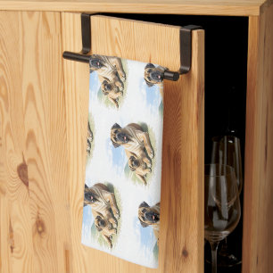 Linge De Cuisine Mastiff Dogue anglaise avec enfant en vacances