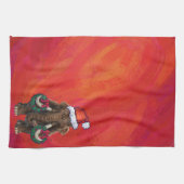 Linge De Cuisine Mastodon festif en rouge (Horizontal)