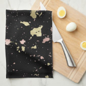 Linge De Cuisine Matte Gold et Rose Gold Flakes Noir (Quart Plié)