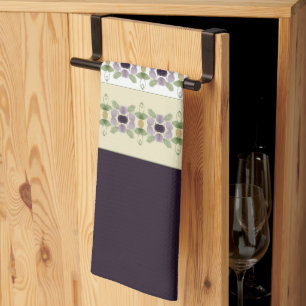 Linge De Cuisine Mauve Floral Conçu
