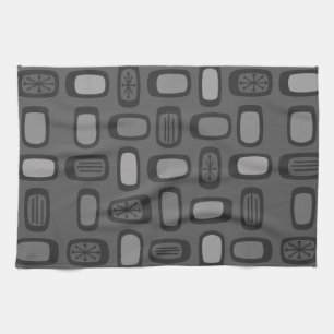 Linge De Cuisine MCM arrondi au milieu du siècle Rectangles gris ce