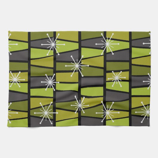 Linge De Cuisine MCM géométrique Vert olive Abstrait (Horizontal)