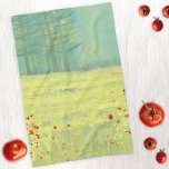 Linge De Cuisine Meadow Landscape<br><div class="desc">Un tableau d'art paysager jaune et vert en vert et jaune d'une prairie ou d'un champ de fleurs sauvages avec une pinède à l'horizon. Art original de Nic Squirrell.</div>