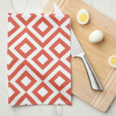 Linge De Cuisine Méandre orange et blanc (Quart Plié)