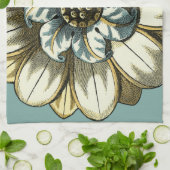 Linge De Cuisine Médaillon floral orné sur Arrière - plan bleu clai (Plié)