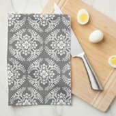 Linge De Cuisine Médaillon japonais Motif, gris / gris et blanc (Quart Plié)