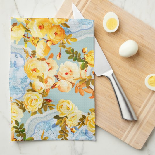 Linge De Cuisine Médaillons et Roses (Quart Plié)