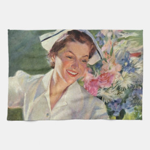 Linge De Cuisine Médecine Vintage, Infirmière heureuse en uniforme