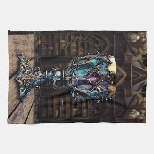 Linge De Cuisine Médiéval gothique violet bleu Gobelet bibliothèque (Horizontal)