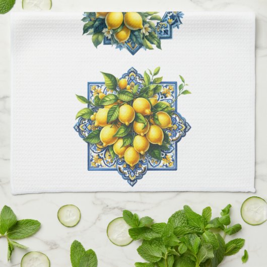 Linge De Cuisine Mediterranean Lemons Kitchen Towel (Plié)