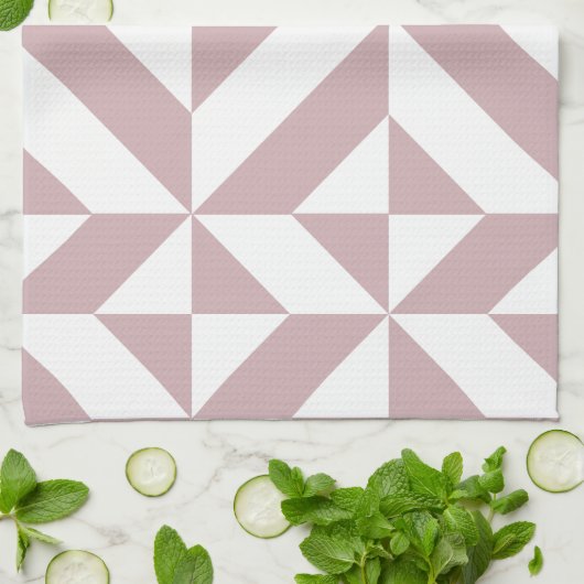 Linge De Cuisine Medium Mauve Geometric Deco Cube Pattern (Plié)