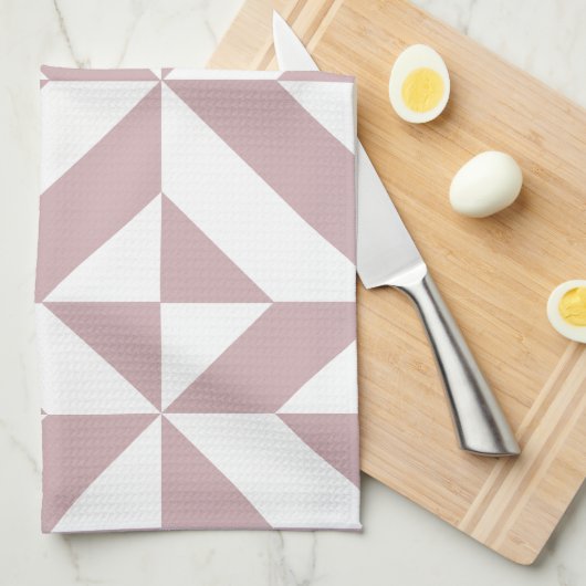 Linge De Cuisine Medium Mauve Geometric Deco Cube Pattern (Quart Plié)