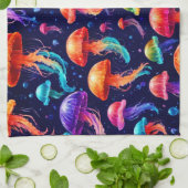 Linge De Cuisine Méduse colorée (Plié)