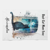 Linge De Cuisine Meilleur Chat Maman Toujours Fenêtre Silhouette Te (Horizontal)