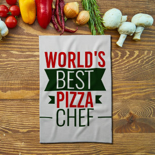 Linge De Cuisine Meilleur chef    de pizza du monde : vert blanc ro