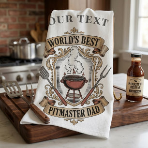 Linge De Cuisine Meilleur Papa Maître du Grill Crest Retro BBQ Pers