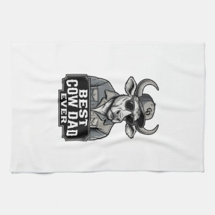Linge De Cuisine Meilleur papa vache jamais design de gravure vinta