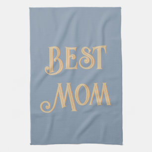Linge De Cuisine Meilleure maman   Dusty Blue Retro Typographie Vin