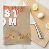 Linge De Cuisine Meilleure maman Fleurs Floral Rustique Beige du mo (Quart Plié)