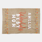 Linge De Cuisine Meilleure maman Fleurs Floral Rustique Beige du mo (Horizontal)