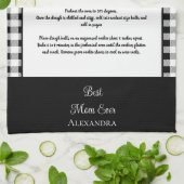 Linge De Cuisine Meilleure maman Jamais, monogramme noir blanc buff (Plié)