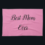 Linge De Cuisine Meilleure maman jamais texte rose<br><div class="desc">"Best Mom Ever" élégamment emblaqué dans une police vibrante se distingue par son arrière - plan rose doux,  offrant un hommage sincère aux matriarches les plus chères dans un design à la fois audacieux et affectueux.</div>