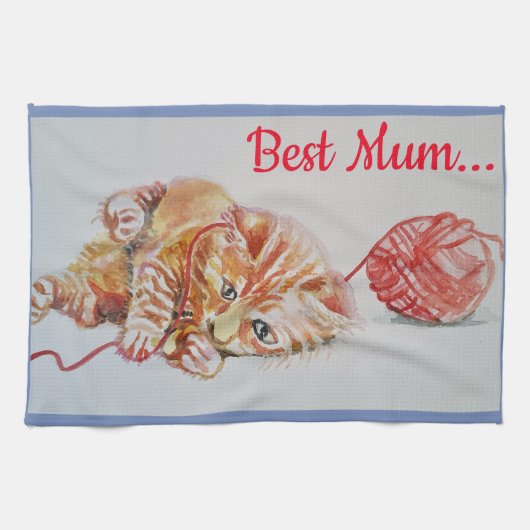 Linge De Cuisine Meilleure maman mignonne Chat dessin Art Cuisine T (Horizontal)