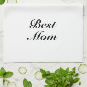Linge De Cuisine Meilleure maman noir blanc classique script élégan (Plié)