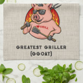 Linge De Cuisine Meilleure Mascotte de Cochon Griller Personnalisée (Plié)