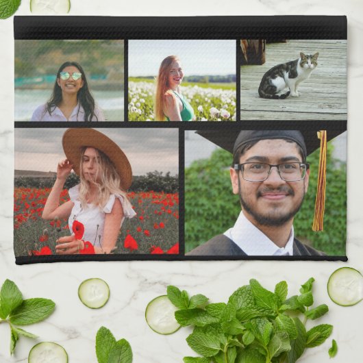 Linge De Cuisine Meilleure mère Jamais 8 photo Collage blanc Script (Plié)