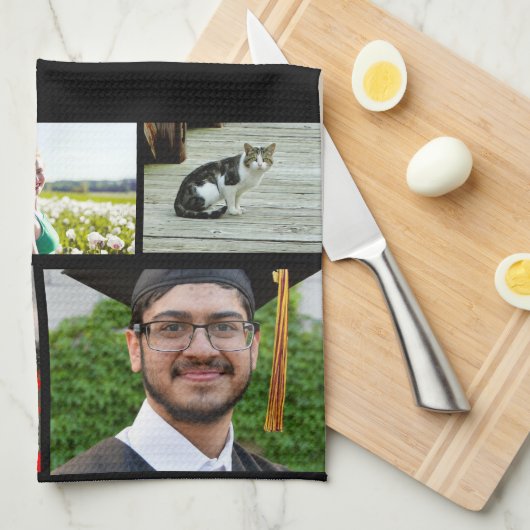 Linge De Cuisine Meilleure mère Jamais 8 photo Collage blanc Script (Quart Plié)