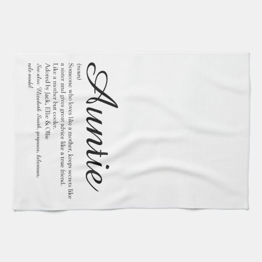 Linge De Cuisine Meilleure tante, Tante Définition Script chic (Horizontal)