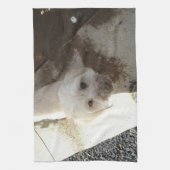 Linge De Cuisine Mélange de caniche-terrier avec le visage sale (Vertical)