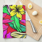 Linge De Cuisine Mélange de fleurs tropicales Thunder_Cove (Quart Plié)