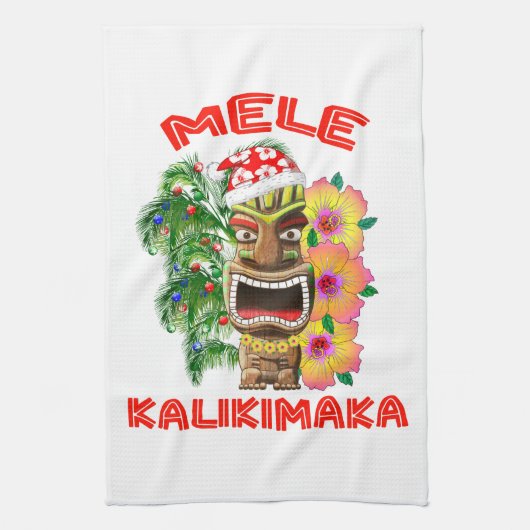 Linge De Cuisine Mele Kalikimaka le père noël Tiki (Vertical)