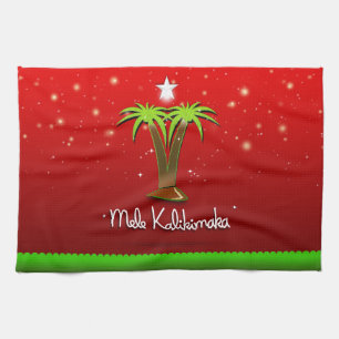 Linge De Cuisine Mele Kalikimaka Palm Tree pour Noël