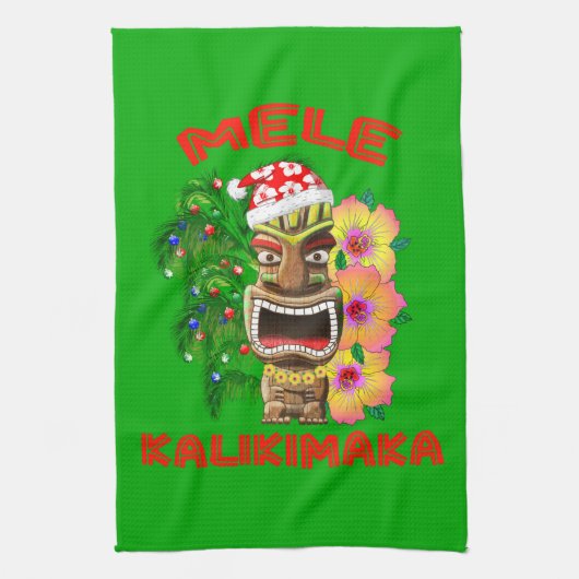 Linge De Cuisine Mele Kalikimaka Santa Claus Tiki (Vertical)