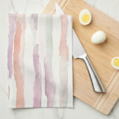 Linge De Cuisine Melon Lavande Rose Blanc Rayures (Quart Plié)