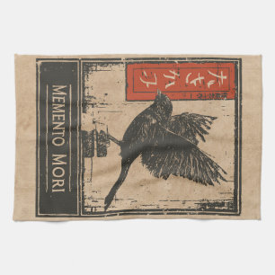 Linge De Cuisine Memento Mori Crow Art   Wabi Sabi Conception stoïq