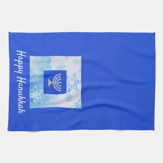 Linge De Cuisine Menorah Bleue de Hanouka (Horizontal)