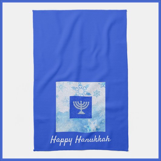 Linge De Cuisine Menorah Bleue de Hanouka