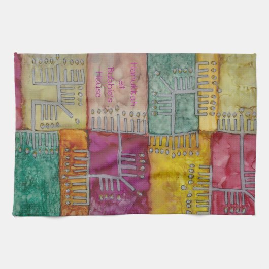 Linge De Cuisine Menorahs de Hanoukka Funky (Horizontal)