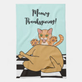 Linge De Cuisine Meowy Thanksgiving Drôle chat Turquie Dessin (Vertical)
