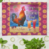 Linge De Cuisine Mer tropicale de plage de coq de cocktails drôles (Plié)
