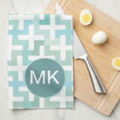 Linge De Cuisine Mer vert géométrique (Quart Plié)