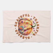 Linge De Cuisine Merci, béni, Gratuit Citrouille Floral (Horizontal)