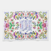 Linge De Cuisine Merci, Grâces, Béni | Fleurs d'art populaire (Horizontal)