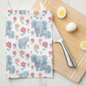 Linge De Cuisine Mère éléphante, fleurs de bébé motif Mère (Quart Plié)