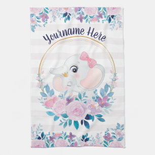 Linge De Cuisine Mère et bébé Eléphant rose Fleur Flush Wreath
