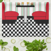 Linge De Cuisine Mère Retro Diner avec Burgers & Bière (Plié)